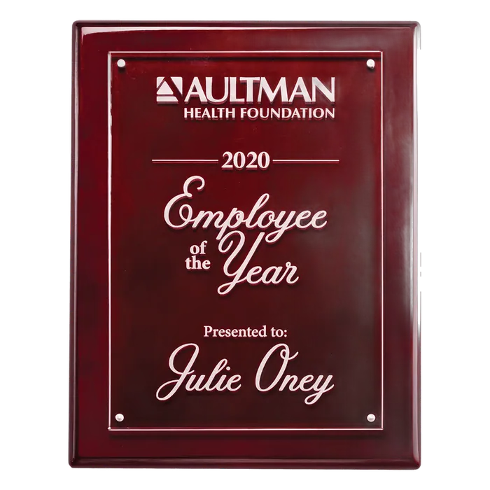 Rosewood High Lustr Plaque with Magnetically Attached Acrylic Plate, 7" x 9"