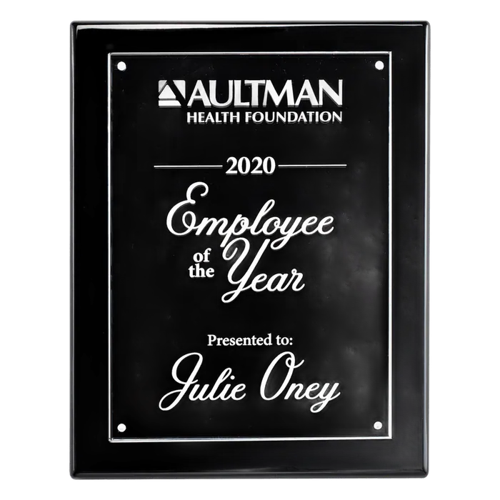 Black High Lustr Plaque with Magnetically Attached Acrylic Plate, 8" x 10"