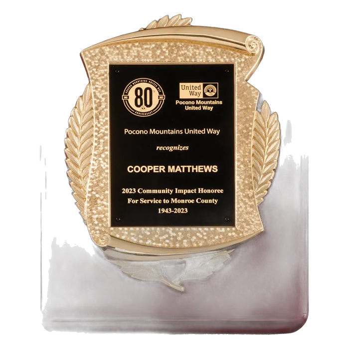 Rosewood Piano Finish Plaque with Gold Scroll Frame & Black LaserFX Plate