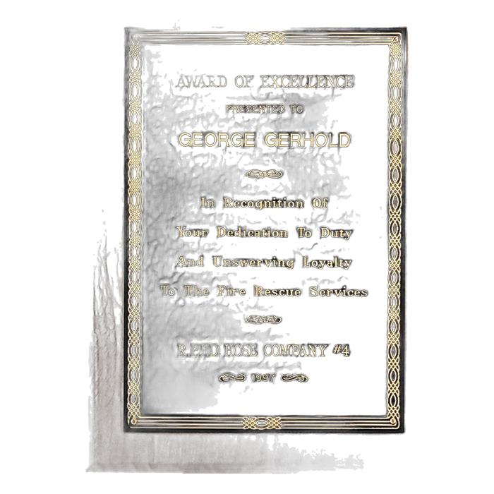 American Walnut Plaque with Jewelers Black Brass Plate, 6" x 8"