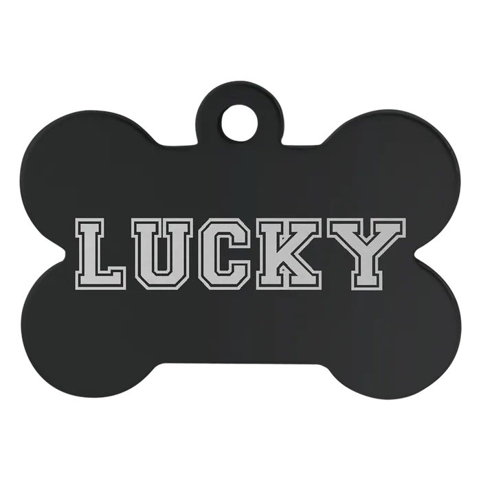 Black Anodized Aluminum Bone Pet Tag, Style PET201BK