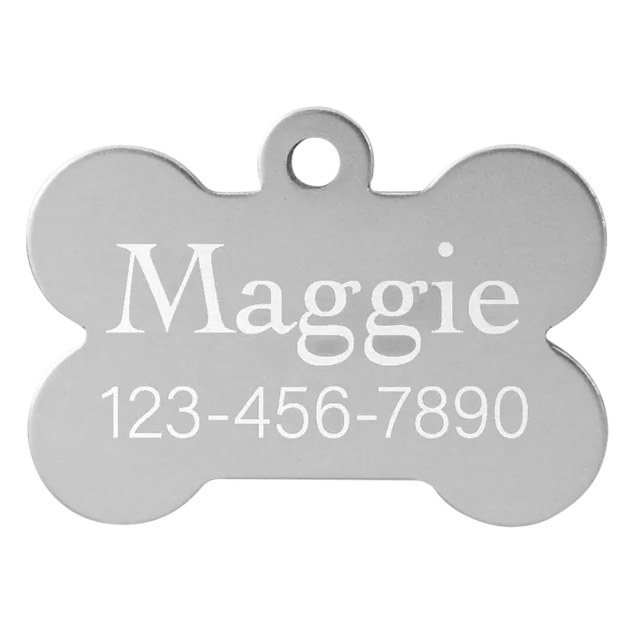 Silver Anodized Aluminum Bone Pet Tag, Style PET201SV
