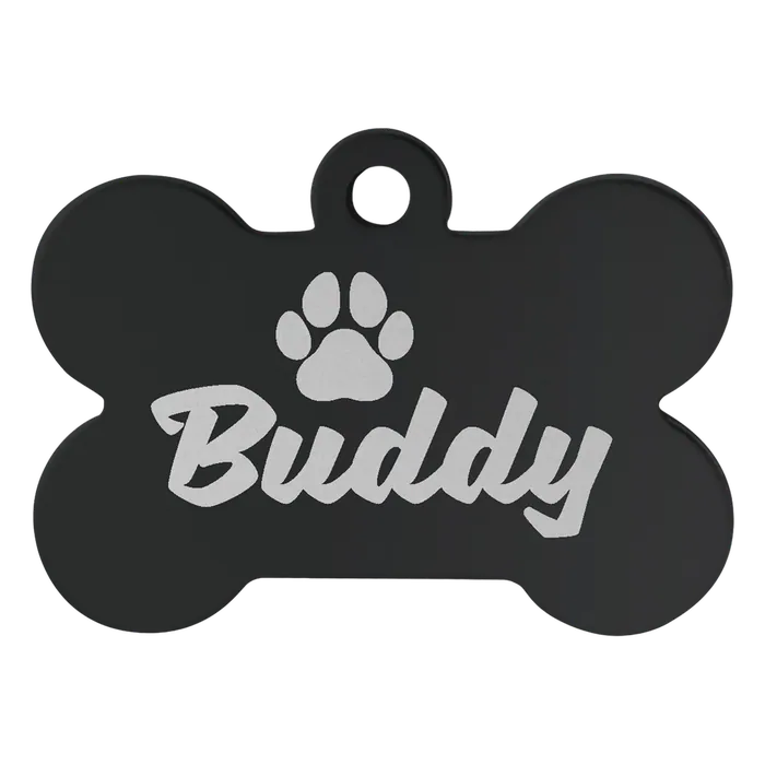 Black Anodized Aluminum Bone Pet Tag, Style PET202BK