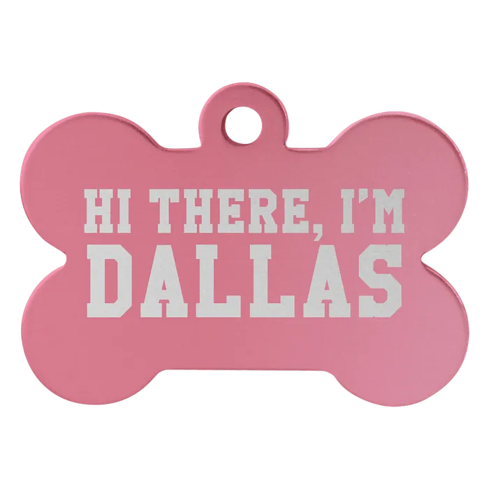 Pink Anodized Aluminum Bone Pet Tag, Style PET202PK