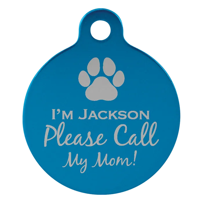 Blue Anodized Aluminum Round Pet Tag, Style PET206BU