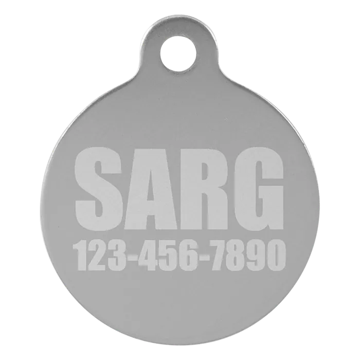 Silver Anodized Aluminum Round Pet Tag, Style PET206SV