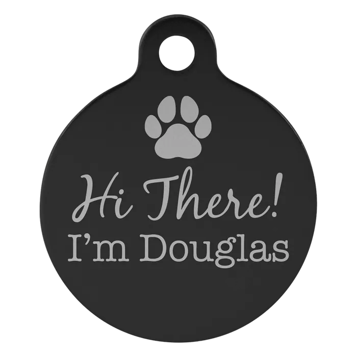 Black Anodized Aluminum Round Pet Tag, Style PET207BK