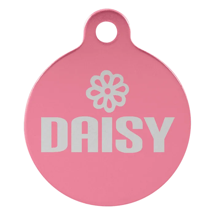 Pink Anodized Aluminum Round Pet Tag, Style PET207PK