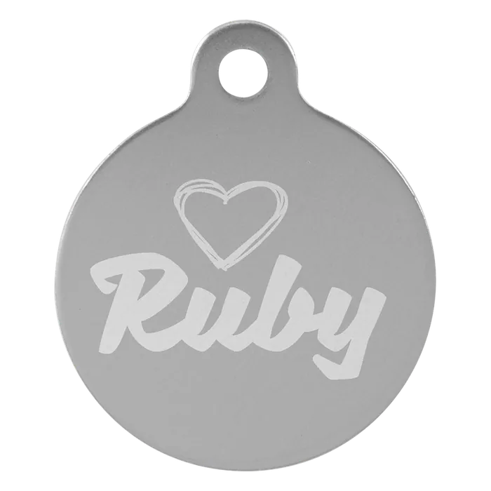 Silver Anodized Aluminum Round Pet Tag, Style PET207SV