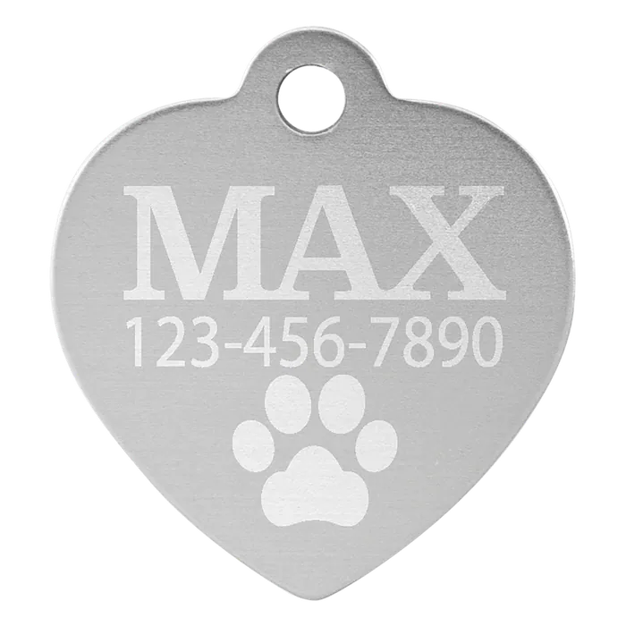 Silver Anodized Aluminum Heart Pet Tag, Style PET208SV