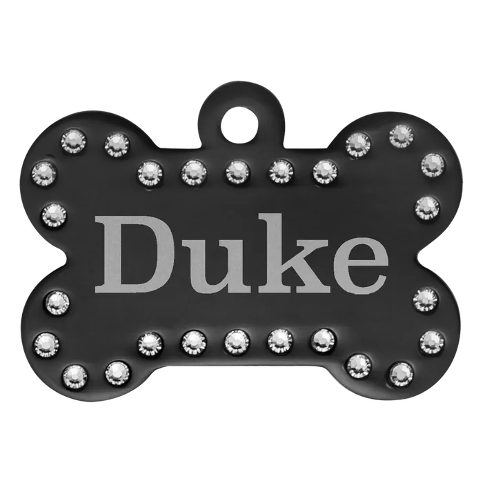 Black Swarovski Bling Pet Tags