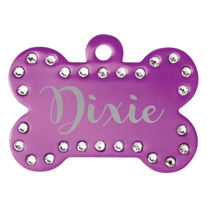 Purple Swarovski Bling Pet Tags