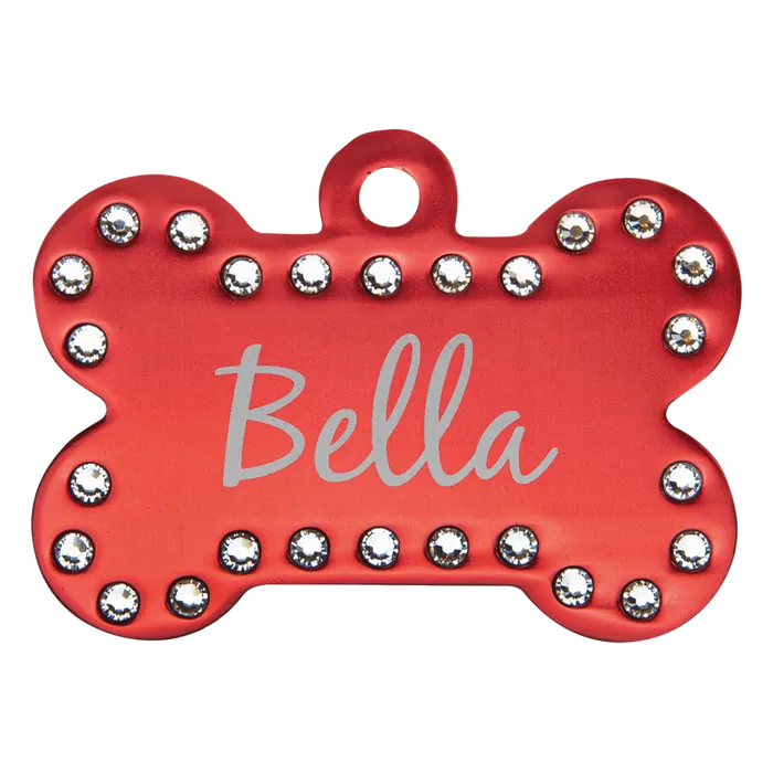 Red Swarovski Bling Pet Tags