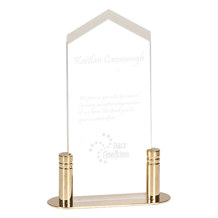 Small Clear Frosted Arrow Acrylic with Brass Base