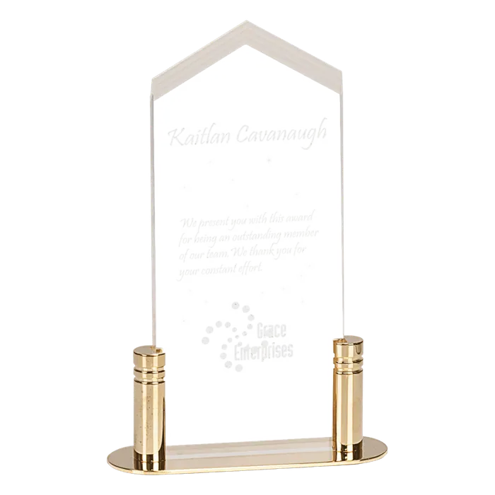 Large Clear Frosted Arrow Acrylic with Brass Base