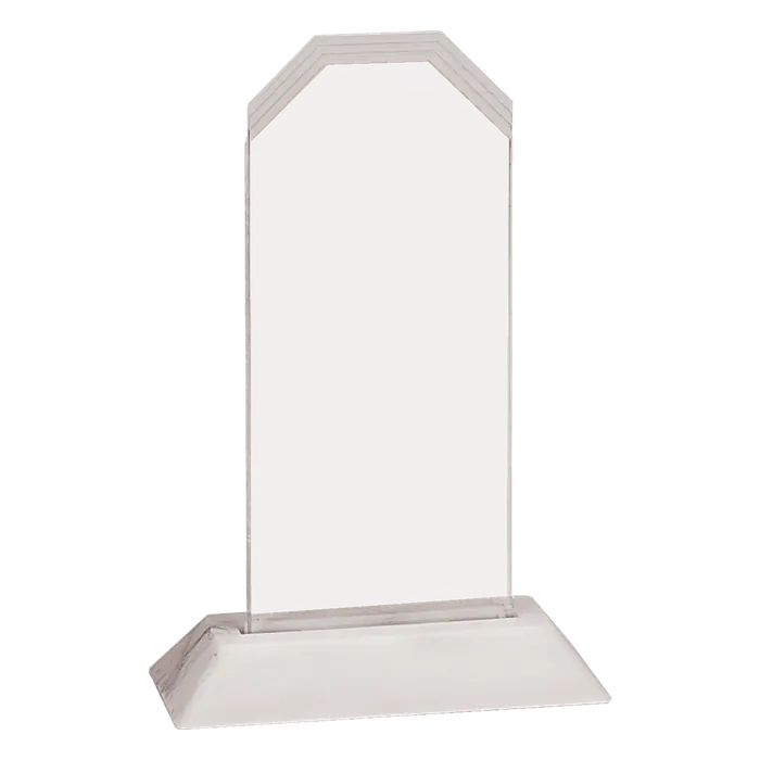 Small Clear Frosted Clip Corner Acrylic with White Base