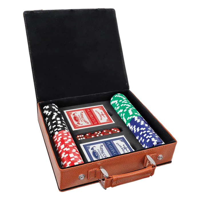 Basketball Leatherette Poker Set with 100 Chips, 2 Decks of Card & 5 Dice