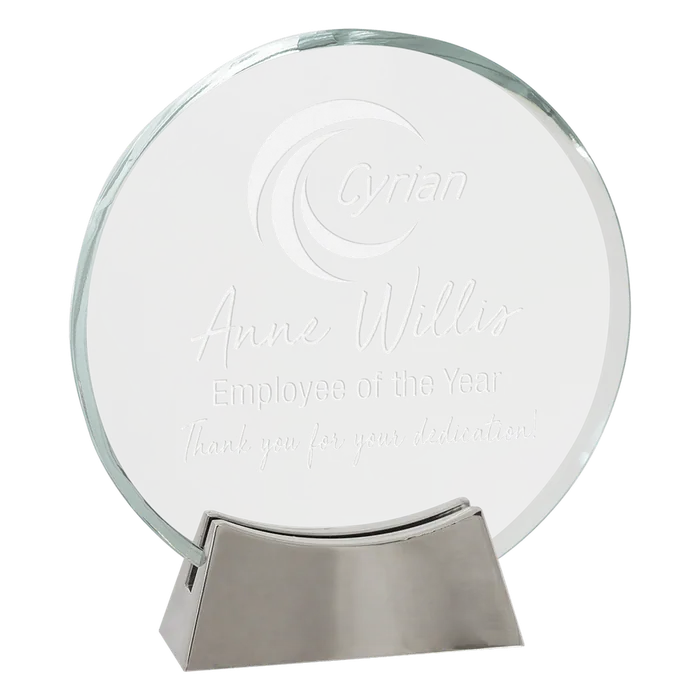Round Platinum Glass with Full Metal Base, 6 1/4"