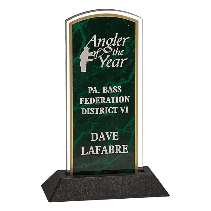 Small Green Marble Arch Acrylic with Black Base