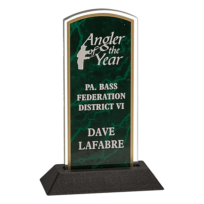 Large Green Marble Arch Acrylic with Black Base