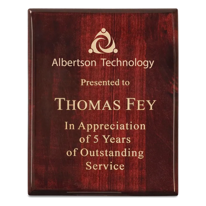 8" x 10" Premium Rosewood Piano Finish Plaque
