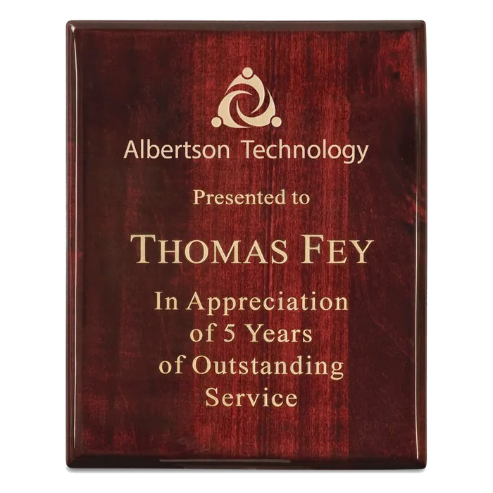 9" x 12" Premium Rosewood Piano Finish Plaque