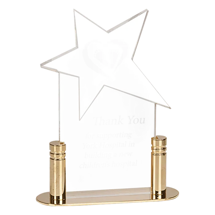 Small Clear Star Acrylic with Brass Base