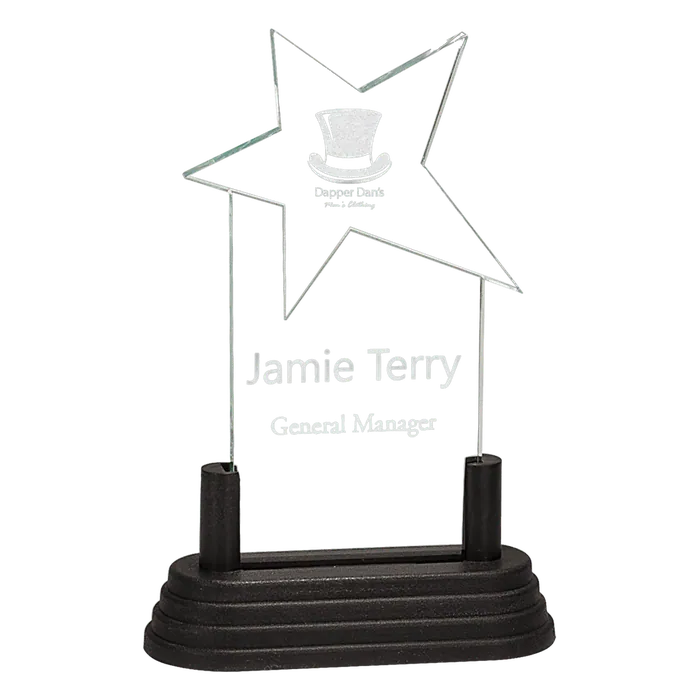 Large Jade Star Acrylic with Black Base