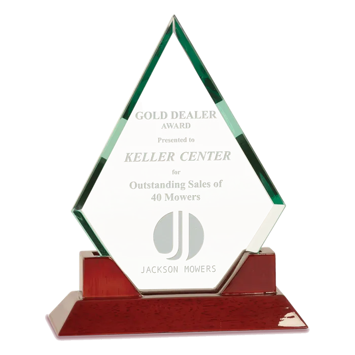 8 1/2" Diamond Premier Jade Glass with Rosewood Piano Finish Base