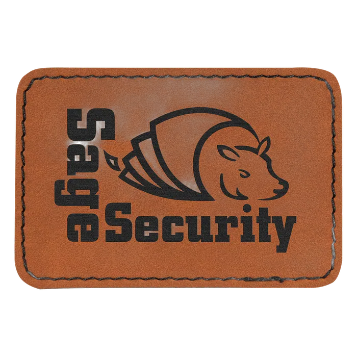 3" x 2" Rawhide Rectangle Laserable Leatherette Patch with Adhesive