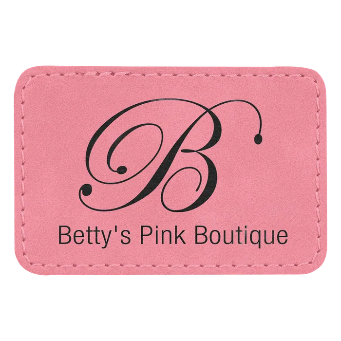 Rectangle Pink Laserable Leatherette Patch with Adhesive, 3" x 2"