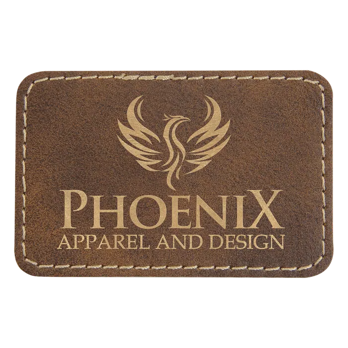 Rectangle Rustic/Gold Laserable Leatherette Patch with Adhesive, 3" x 2"