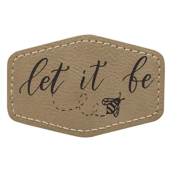 Light Brown Leatherette Hex Patch, 3" x 2"