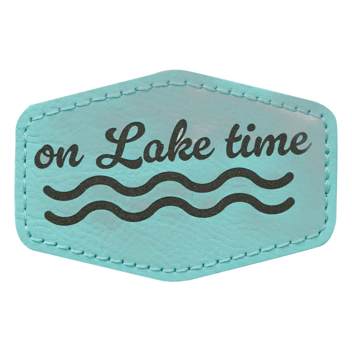 Teal Leatherette Hex Patch, 3" x 2"