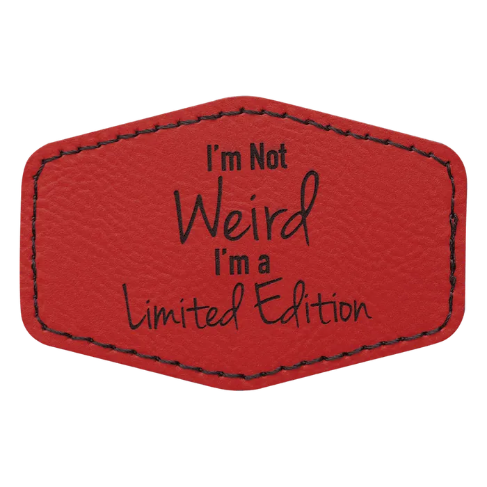 Red Leatherette Hex Patch, 3" x 2"