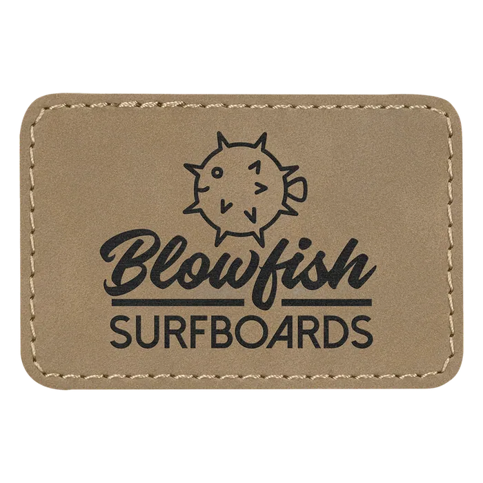 Light Brown Laserable Leatherette Rectangle Patch with Kota Pro Adhesive, Style PTH171