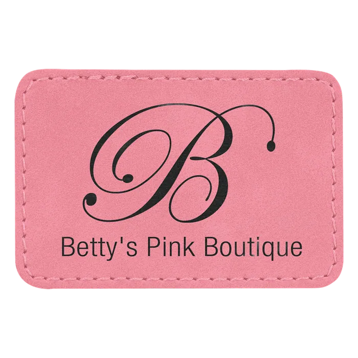 Pink Laserable Leatherette Rectangle Patch with Kota Pro Adhesive, Style PTH177