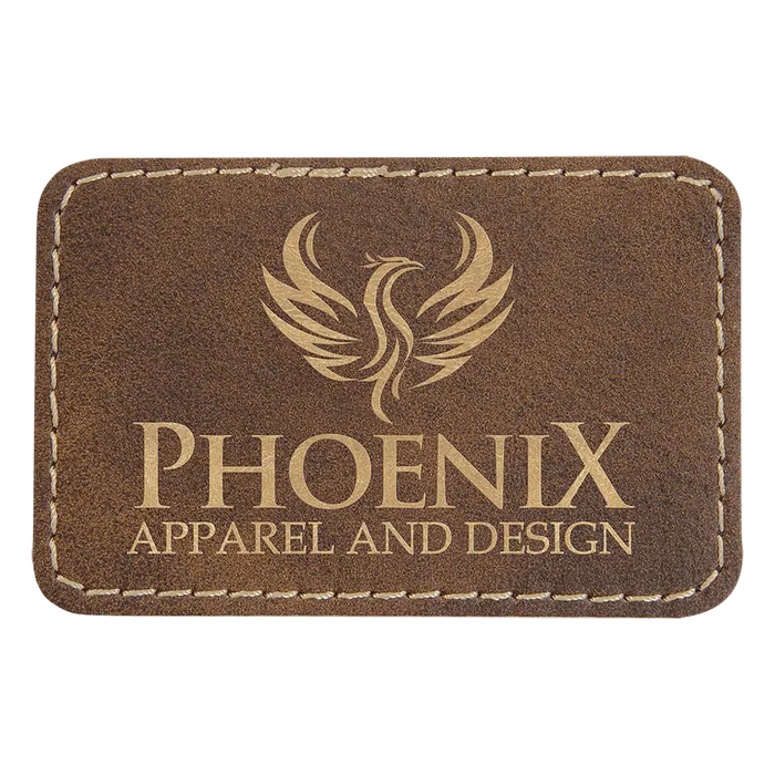 Rustic/Gold Laserable Leatherette Rectangle Patch with Kota Pro Adhesive, Style PTH180