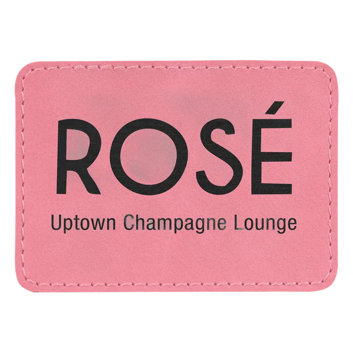 Rectangle Pink Laserable Leatherette Patch with Adhesive, 3 1/2" x 2 1/2"