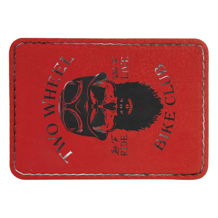 Rectangle Red Laserable Leatherette Patch with Adhesive, 3 1/2" x 2 1/2"