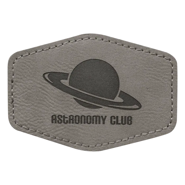 Gray Leatherette Hex Patch, 3 1/2" x 2 1/2"
