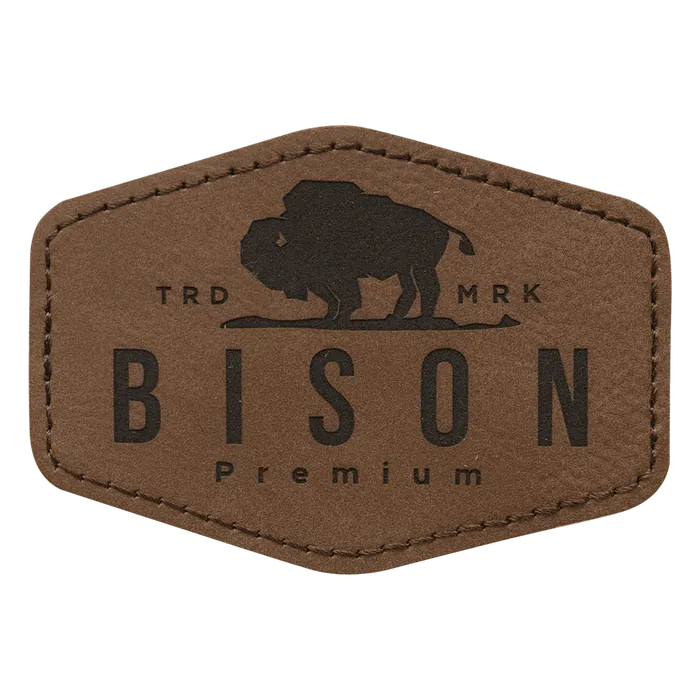 Dark Brown Leatherette Hex Patch, 3 1/2" x 2 1/2"