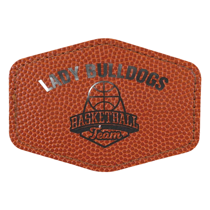 Basketball Leatherette Hex Patch, 3 1/2"x 2 1/2"