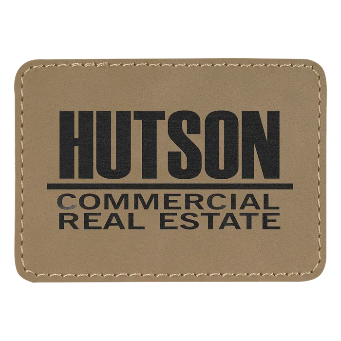 Light Brown Laserable Leatherette Rectangle Patch with Kota Pro Adhesive, Style PTH271