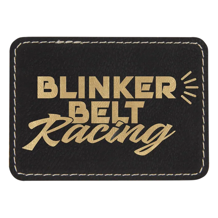 Black/Gold Laserable Leatherette Rectangle Patch with Kota Pro Adhesive, Style PTH276
