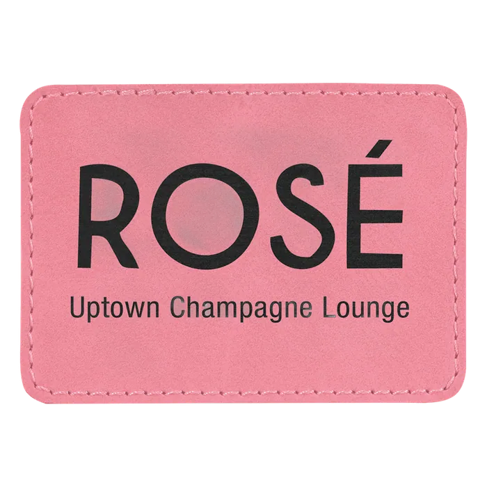 Pink Laserable Leatherette Rectangle Patch with Kota Pro Adhesive, Style PTH277