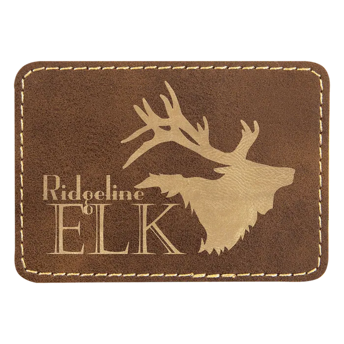 Rustic/Gold Laserable Leatherette Rectangle Patch with Kota Pro Adhesive, Style PTH280