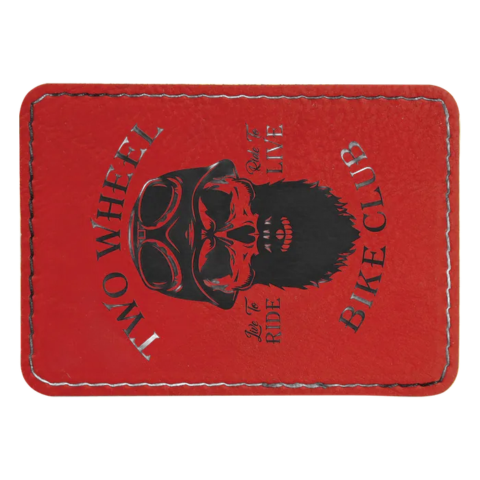 Red Laserable Leatherette Rectangle Patch with Kota Pro Adhesive, Style PTH281