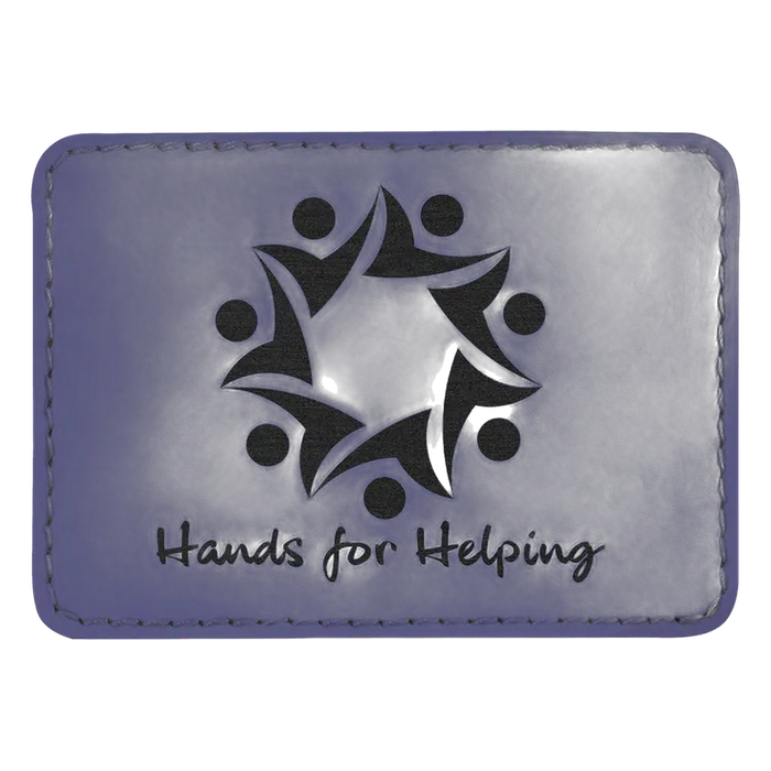 Purple Laserable Leatherette Rectangle Patch with Kota Pro Adhesive, Style PTH284