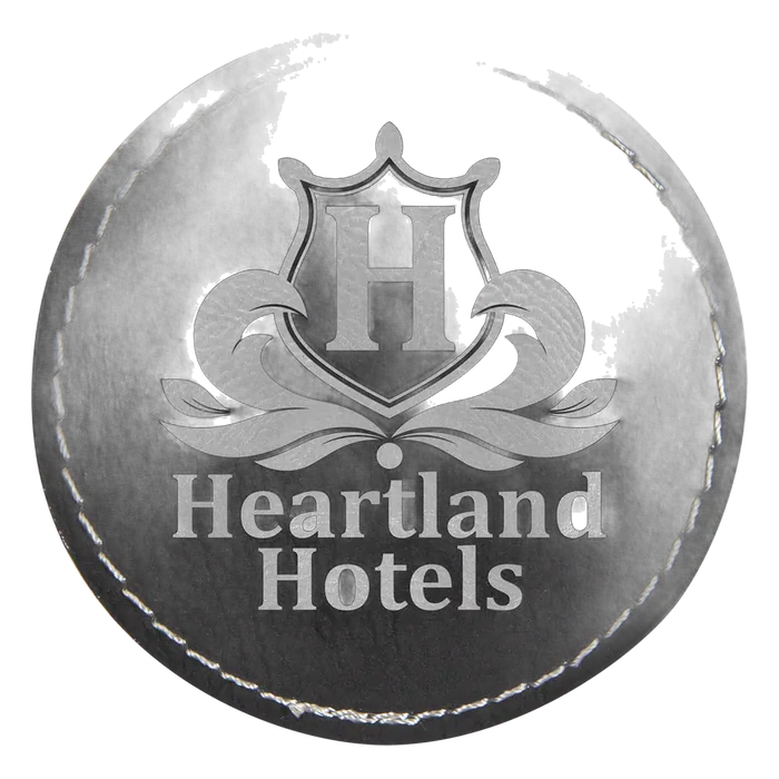 2 1/2" Black/Silver Round Leatherette Patch with Adhesive